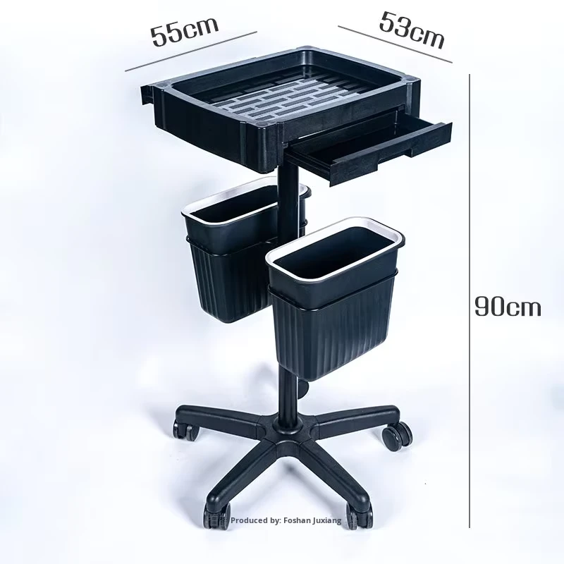 Modern Small Commercial Salon Mobile Hairdressing Tool Cart Seven Color Perm Dye Anti Hair Pinch 4 Wheel Iron Casters Trolley