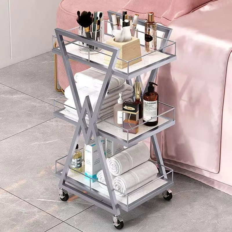Modern Stainless Steel Beauty Salon Foot Care Manicure Storage Rack Tool Cart Hair Trolley