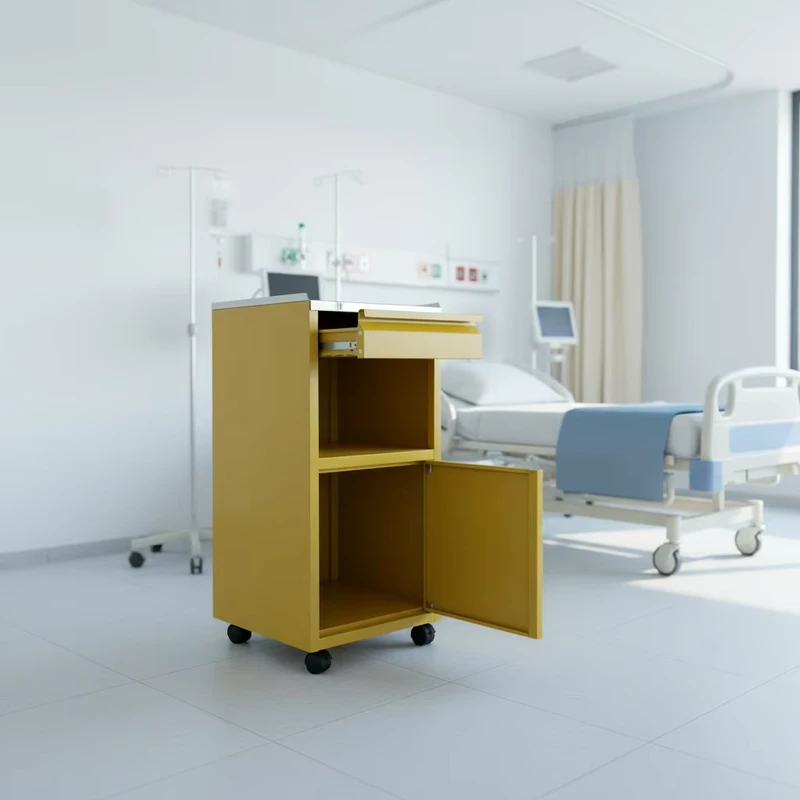 Modern Steel Bedside Cabinet Trolley with Hospital Locker and School Use Durable Key Lock Design