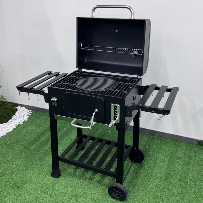 Modern Steel Offset Smoker Charcoal Grill with Remote Control Outdoor BBQ for Patio Picnic & Party Easy Operation