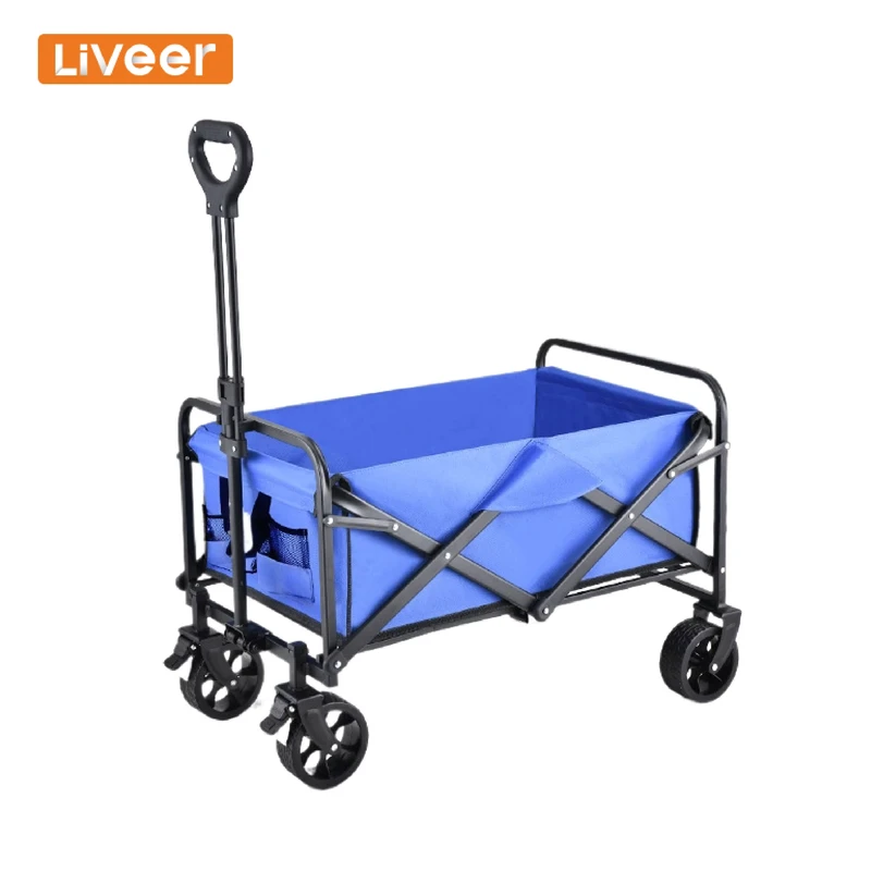 Modern Style Foldable Camping Wagon Cart Portable Outdoor Waterproof Utility Cart 440 Lbs Load Capacity for Beach Garden