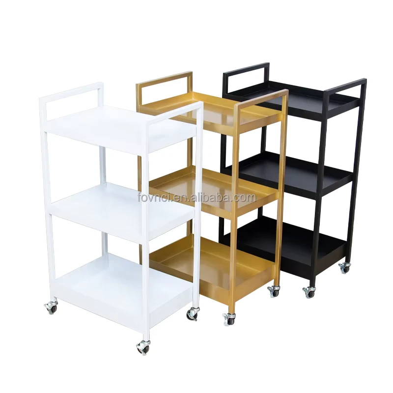 Modern Three Layer Rolling Trolley Metal Auxiliary Cart for Beauty Salon Equipment for Workshop Use