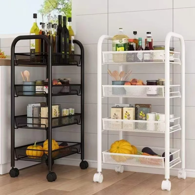 Modern Vertical Metal Storage Racks 3 4 5 layer Fruit and Vegetable Hand pushed Storage Racks for Kitchens
