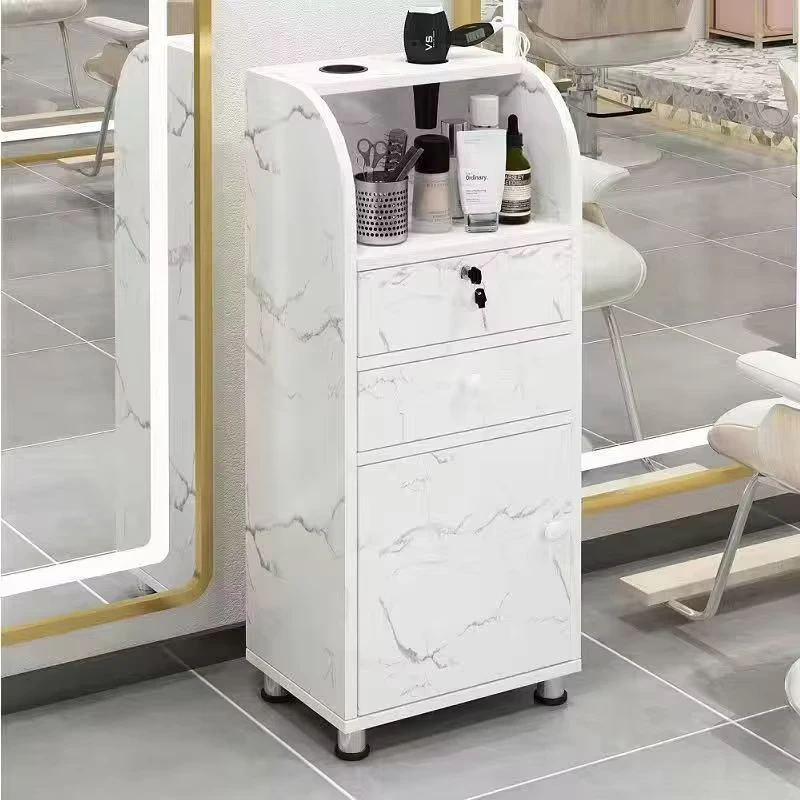 Modern Wood Frame Hair Layer Cart with Dryer Holders Beauty Barber Salon Trolley at Price for Bedroom Use
