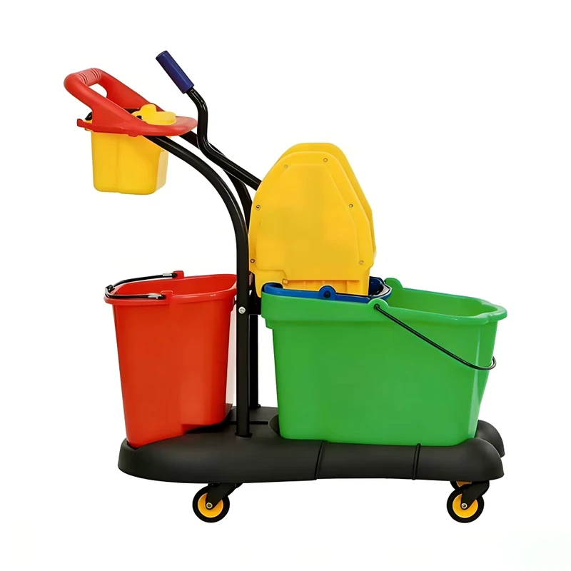 Mop Squeezer Bucket Large 85L Dual Bucket Cleaning System with Press Wringer Separate Wash Rinse Mobile with Big Wheels