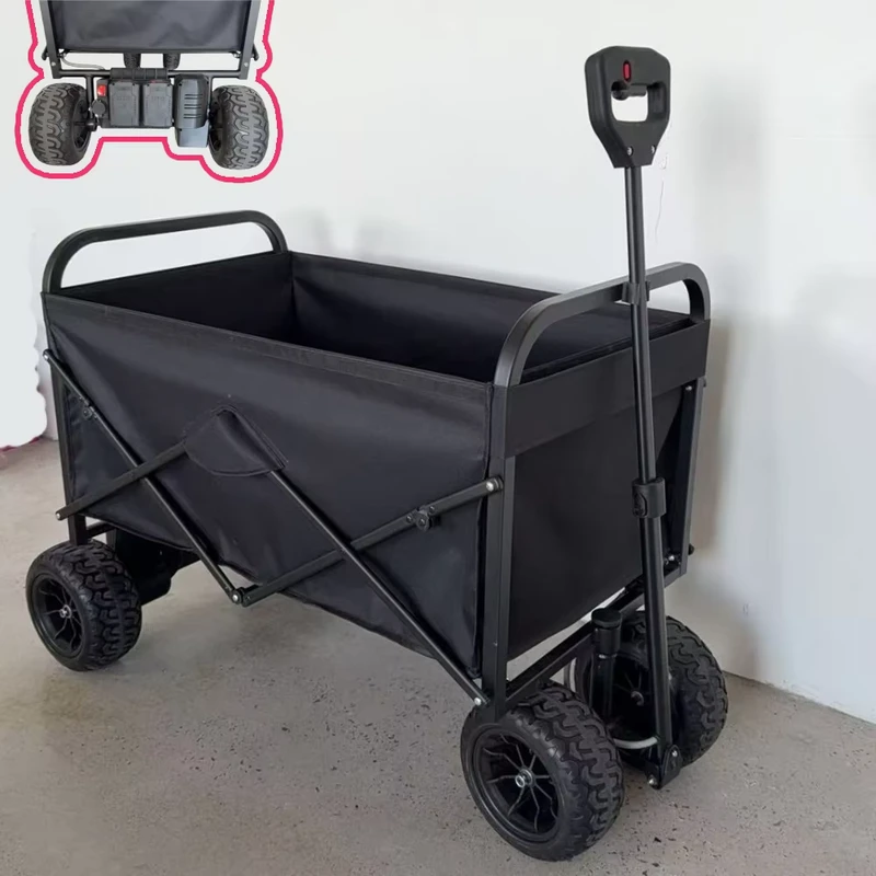 Motorized Foldable Wagon Camping Beach Wagon Cart Heavy Duty Collapsible Utility Cart Trolley Electric Folding Cart