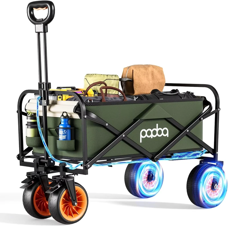 Motorized Wagon PAOBA Original Factory Electric Foldable Utility Camping Wagon with Power Bank for Kids Adults