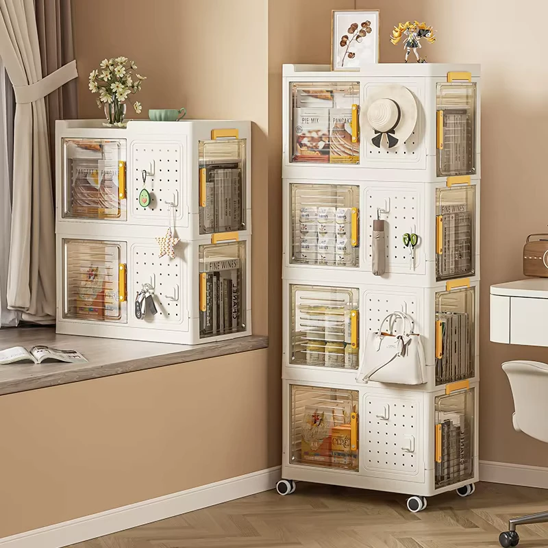 Movable Bookshelf Storage Rack with Wheels for Children’s Toys and Household Use Simple Floor Trolley and Book Box