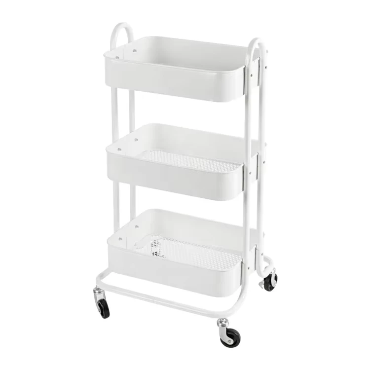 Movable Multi Purpose 3 Tier Wooden Storage Trolley Cart Kitchen Island Trolley for Living Room & Bedroom Use