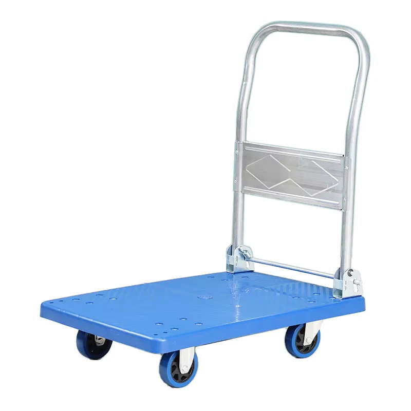Moving Platform Hand Truck Size 63x40x18 Load 90kg Black Shopping Cart Plastic Trolley Storage Trolley Four Wheel