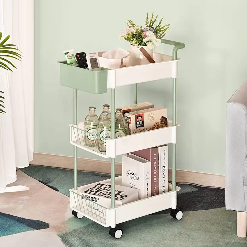 Mult function PP 3 Tier Rolling Storage Cart with Storage Holder Home Kitchen Bathroom Utility Storage Trolley