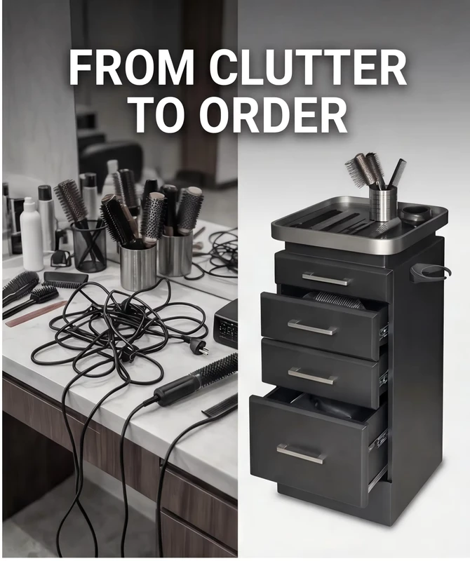 Multi-Drawer Hairdressing Trolley with Stable Supply Mobile Beauty Cart for Barber and SPA Use