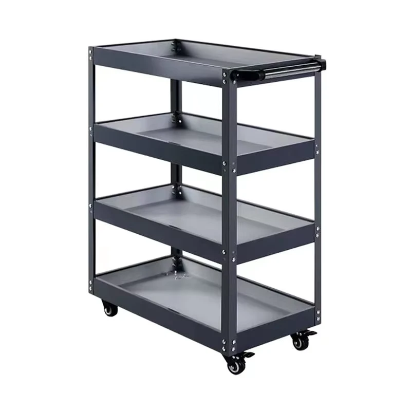 Multi Function 4 Wheel Foldable Industrial Hand Truck Tool Cart Storage Shelves for Auto Repair Maintenance Portable Rolling