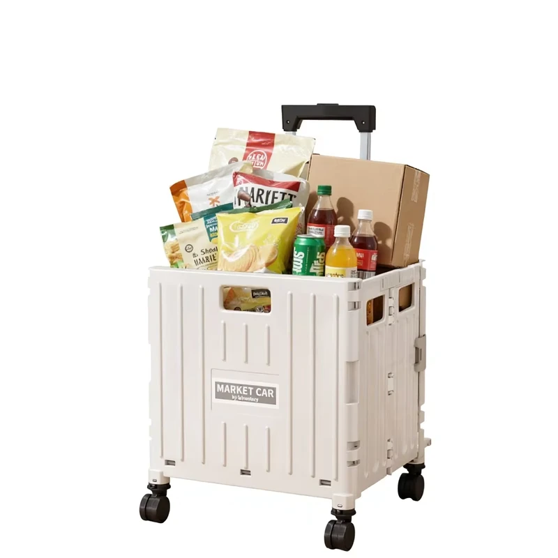 Multi Function Foldable Shopping Cart Detachable PP Storage Container Eco Friendly Kitchen Outdoor Use Easy