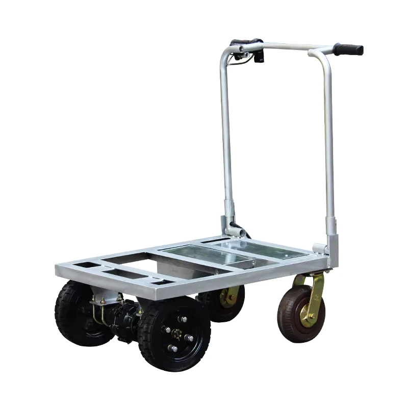 Multi Function Hand Push Loading Weight Cargo Electric Trolley Cart Warehouse Cart Transportation Flat Transport Vehicle