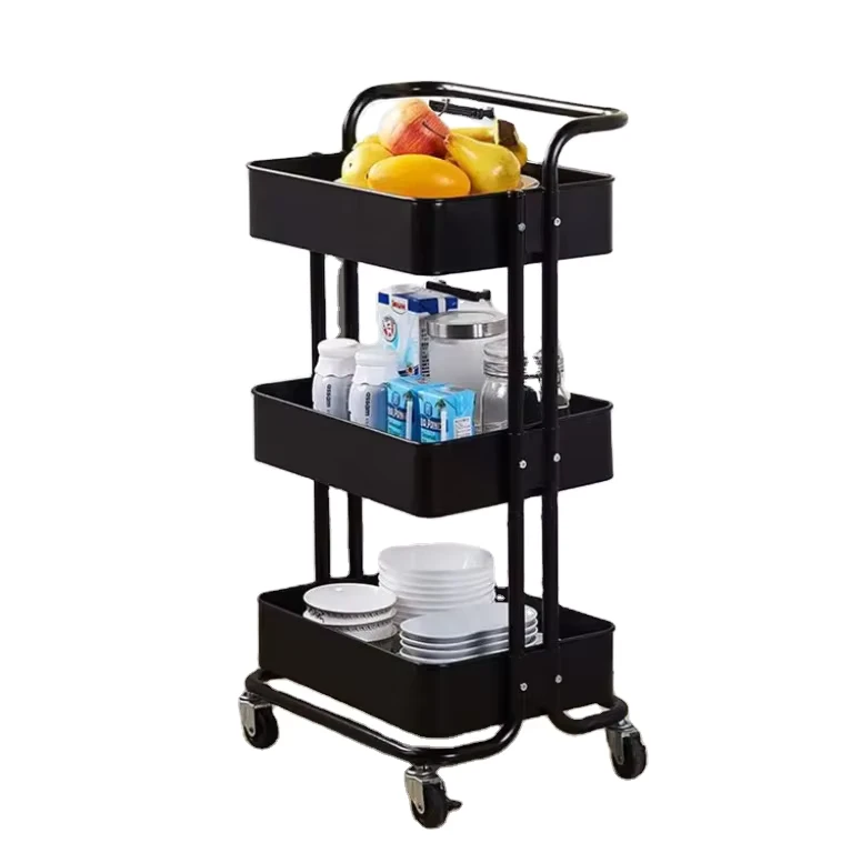 Multi Functional 3 Tier Metal Rolling Display Cart Barber Hair Salon Trolley with Removable Storage for Bedroom Apartment Spa