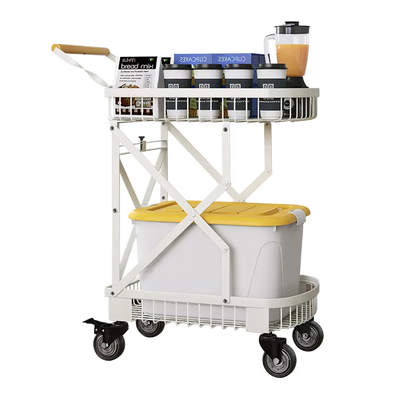 Multi Functional Detachable Foldable Metal Shopping Cart for Kitchen Household Supermarket Use