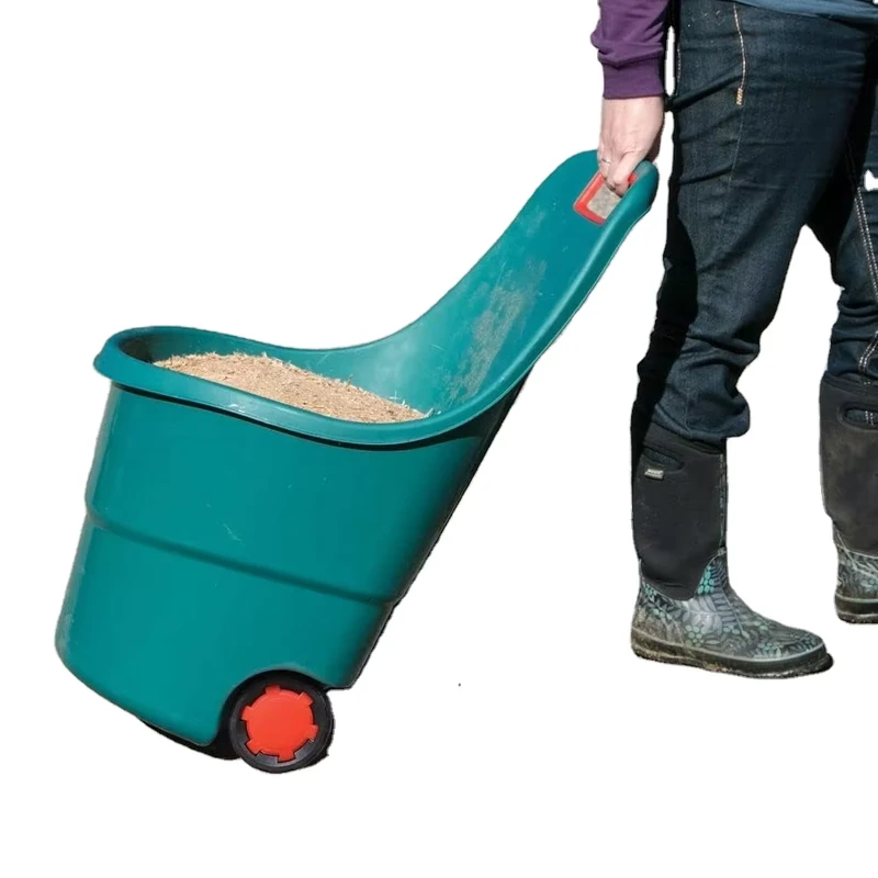 Multi Functional Garden Bucket Cart with Wheels Plastic Roller Trolley Waste Weeds Rubbish Hand Carts Trolleys Handle Included