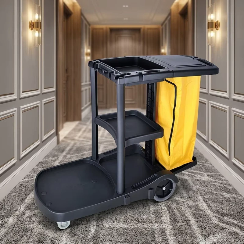 Multi Functional Heavy Duty Plastic Multi Purpose 5 Star Hotel Guestroom Cleaning Serving Carts and Trolleys