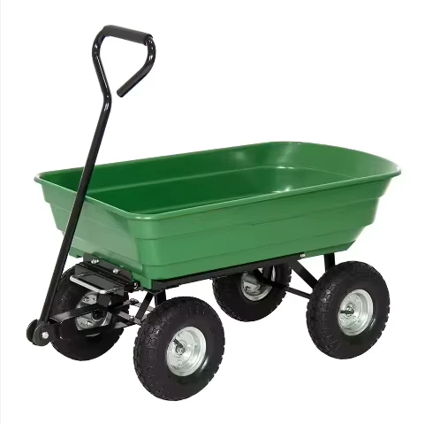 Multi Functional Household Supplied Folding Four Wheel Heavy Duty Durable Mini Green Poly Wheelbarrow