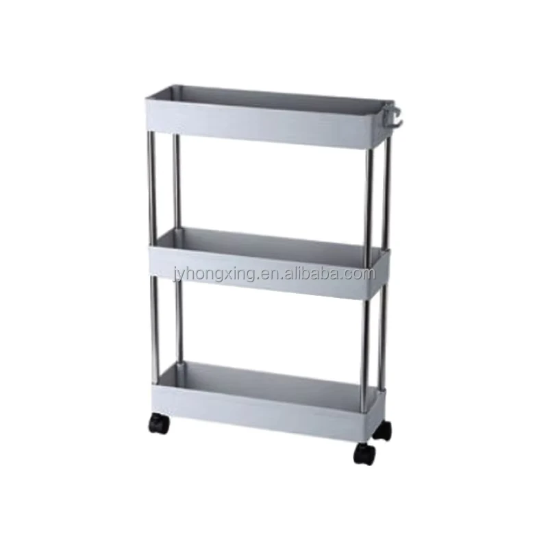 Multi Functional Storage Trolley 3 Tier Plastic Rolling Utility Cart with Handle