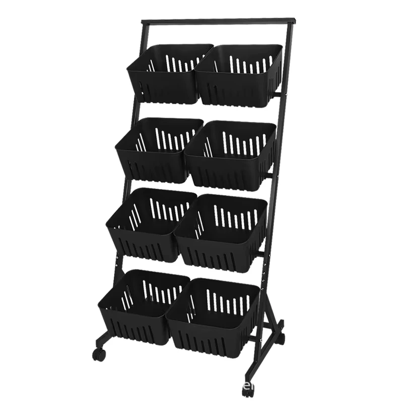 Multi Layer Household Vegetable Basket Storage Rack Kitchen Living Room Floor Standing Snack Rack Spice Use Trolley Storage Rack