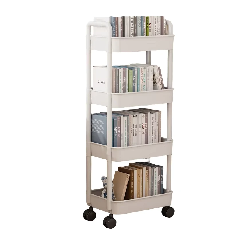 Multi Layer Modern Plastic Storage Rack Detachable Design Rectangle Shape Floor standing Storage Trolley