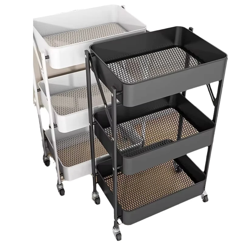 Multi Layer Removable Collapsible Kitchen Storage Rack Household Vegetable Storage Trolley Kitchen Storage Cages