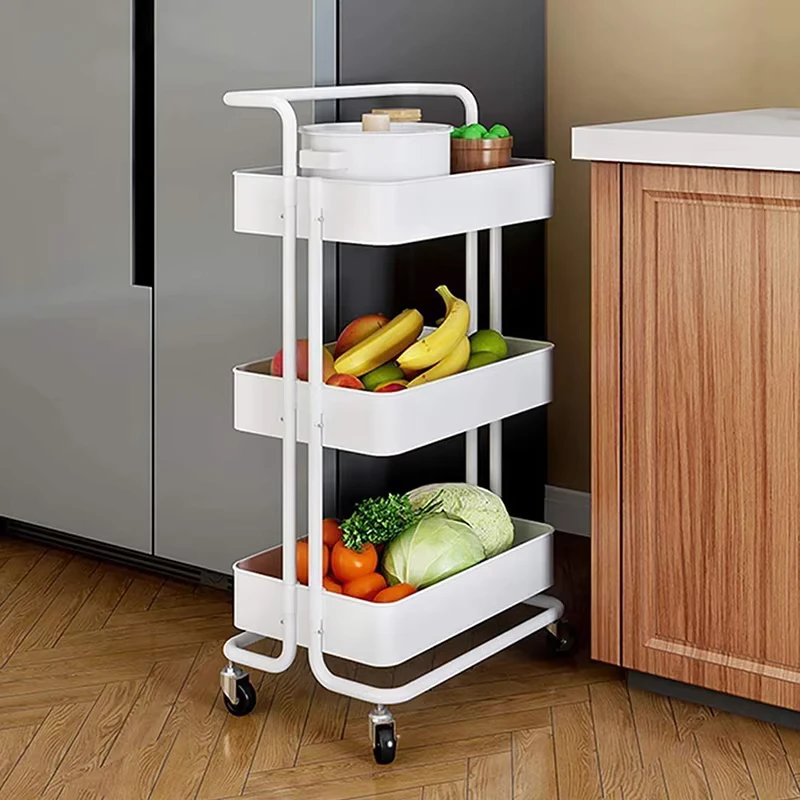 Multi Level Storage Utility Trolley Household Storage Rack Storage Organizer Cart for Kitchen Bathroom Living Room