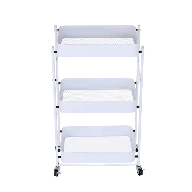 Multi Purpose 3 Layer Metal Barber Shop Salon Trolley Folding Beauty Tool Cart Movable Storage Foldable Rolling Utility Cart