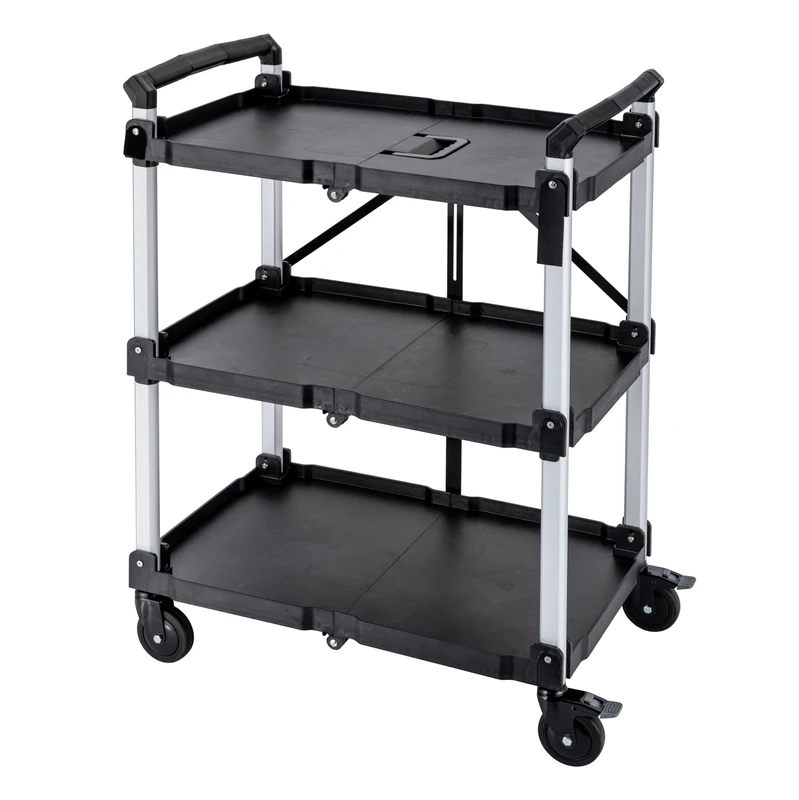 Multi Purpose 3 Tier Mobile Trolley Cart Foldable Rolling Cart for Beauty Salon Hospital Office
