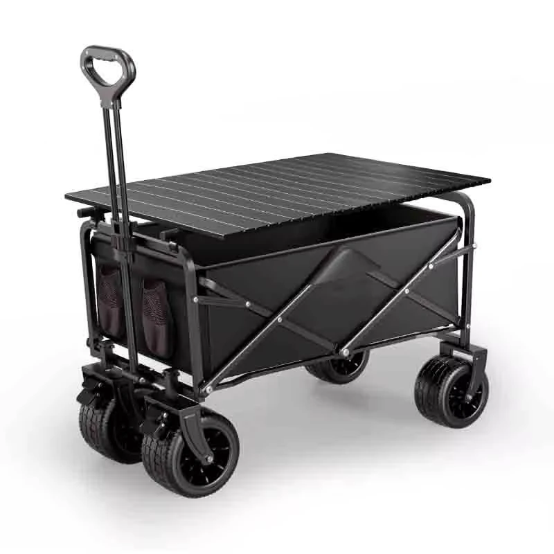 Multi Purpose Folding Camping Cart with Tabletop Extra Large Capacity Wagon for Outdoor Delivery Market Stall