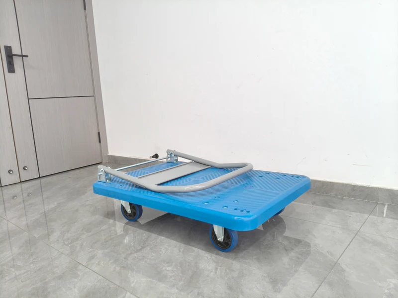 Multi Purpose Folding Plastic Platform Trolley Rubber Wheel Hand Cart for Office Workshop Supermarket