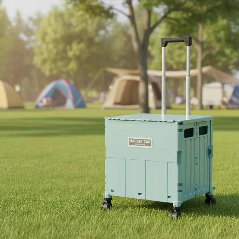 Multi Purpose Folding Utility Trolley 4 Casters PP Food Container with Handle 65L Capacity Easy Cleaning for Kitchen Use