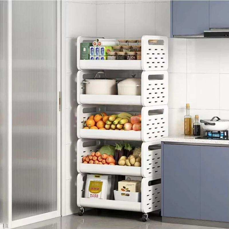 Multi Purpose Household Rack Kitchen 3 Tier Rolling Basket Storage Cart Trolley with Wheels Auxiliary