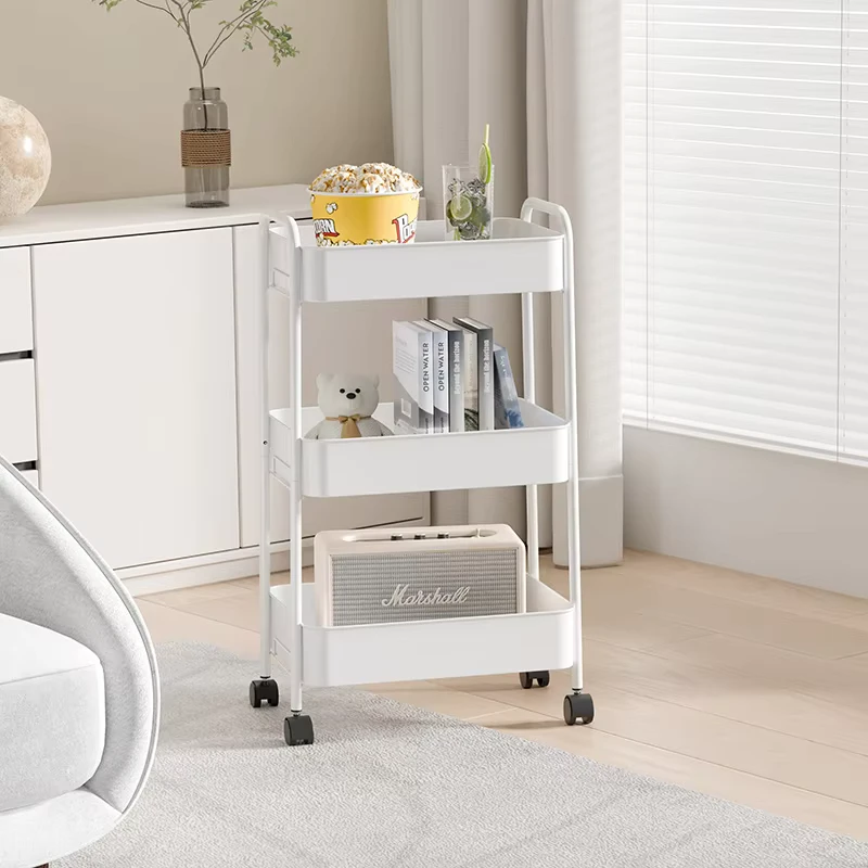 Multi Scenario 3 Tier Utility Cart No Screw Metal Kitchen Trolley Movable Storage Organizer Rack With Wheels