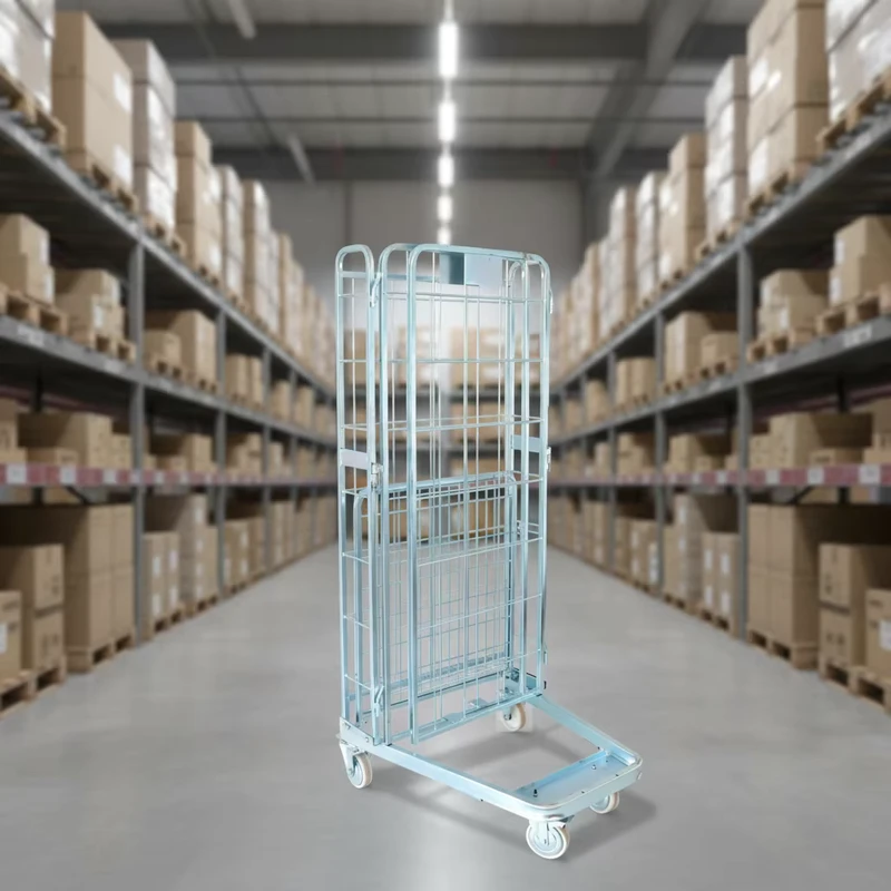 Multi Use Collapsible Mild Steel Storage Roll Cage Container Hot Dip Galvanized Surface for Supermarket Retail Warehouse