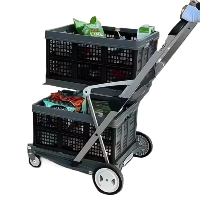 Multi Use Foldable Shopping Cart with Four Wheel Mobile Platform