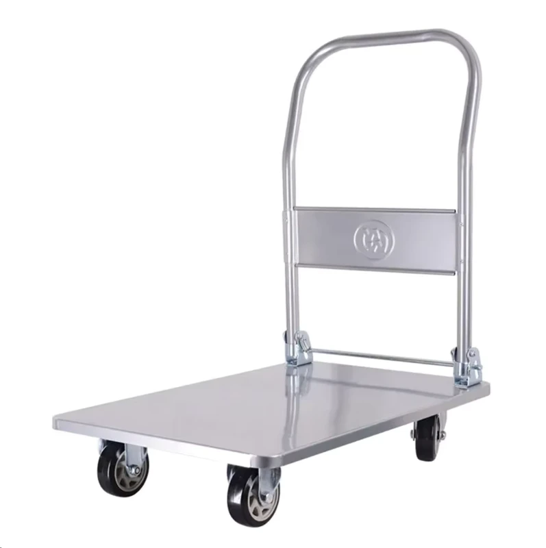 Multi function Folding Stainless Steel Four wheel Trolley Platform Shopping Storage Household Commercial Industrial Tool