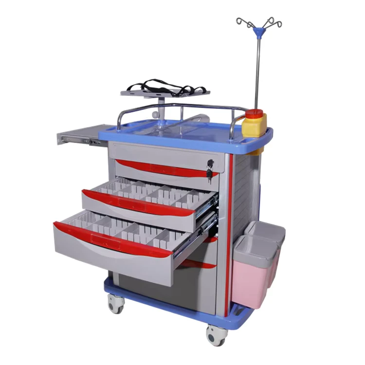 Multi function Hospital Trolley Medical Nursing Emergency Trolley Cart