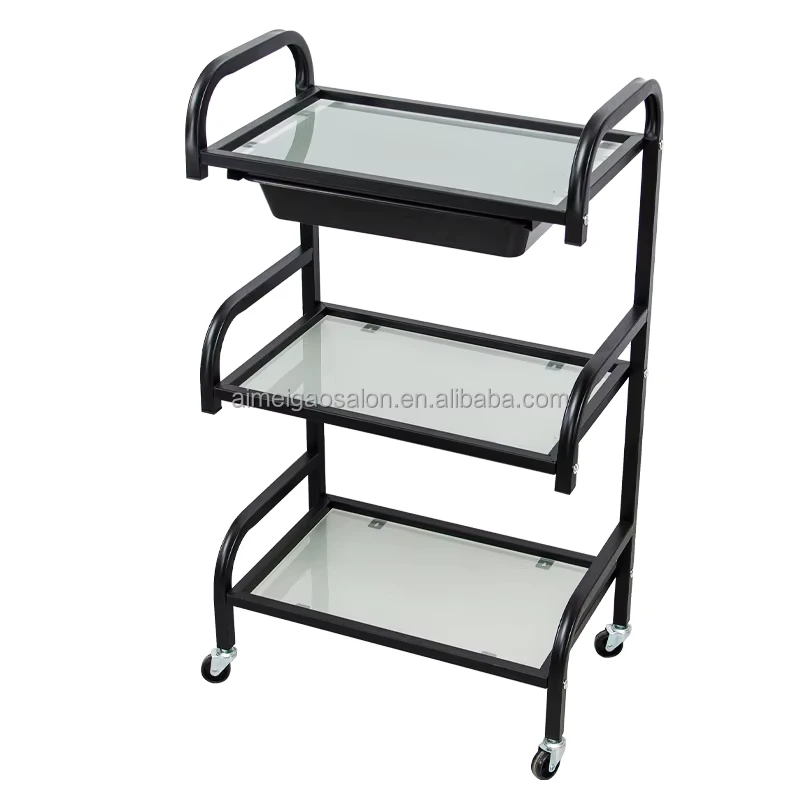 Multi functional Beauty Salon Storage Trolley Movable Three layer Shelf SPA Tattoo Hairdresser Barber Tool Cart
