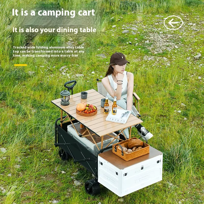 Multi functional Folding Cart Portable Camping with Table for Picnic Outdoor Hiking
