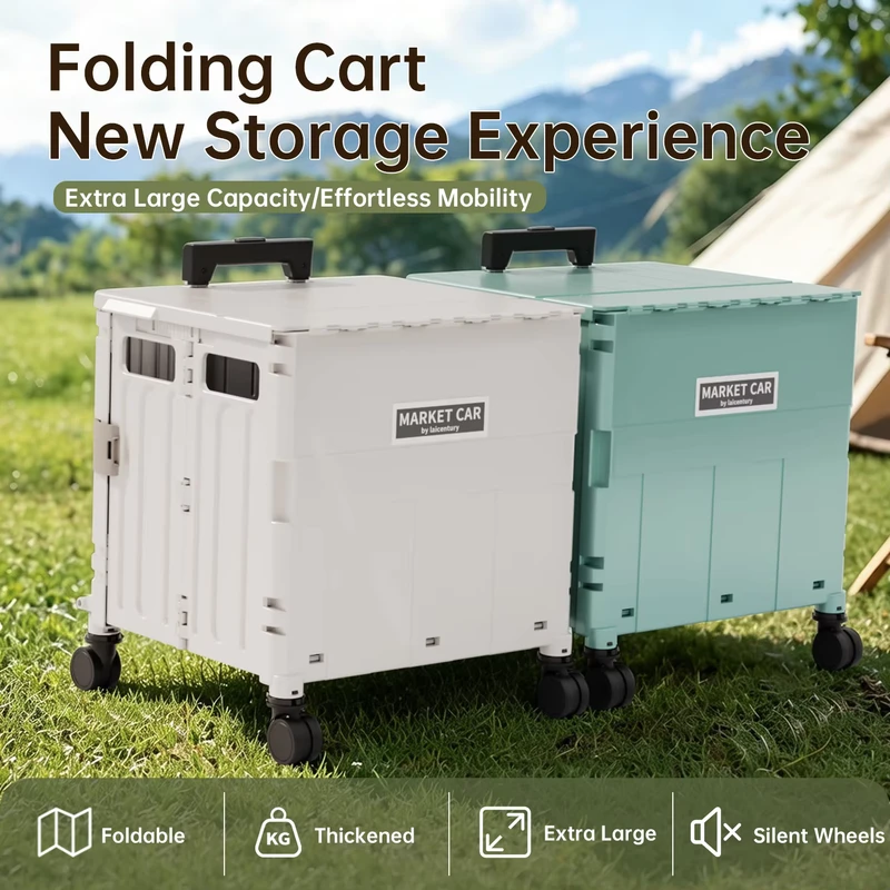 Multi functional Folding Food Container 4 Wheels 360° Universal Wheel Telescopic Handle PP Material Eco Friendly