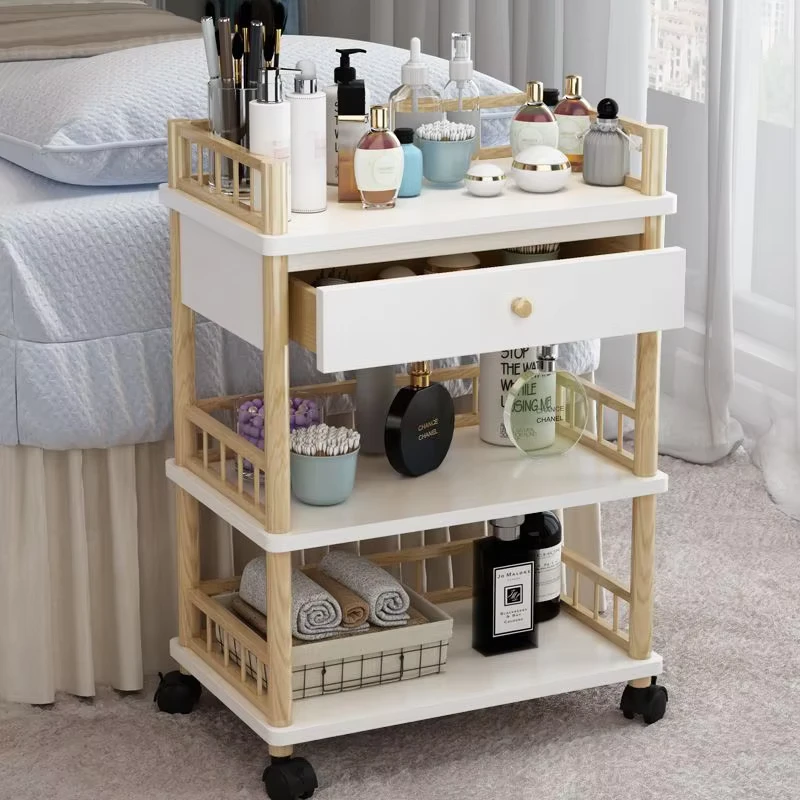 Multi functional Small Beauty Salon Trolley Barbershop Special Mobile Instrument Storage Rack Nail White Tool Cart
