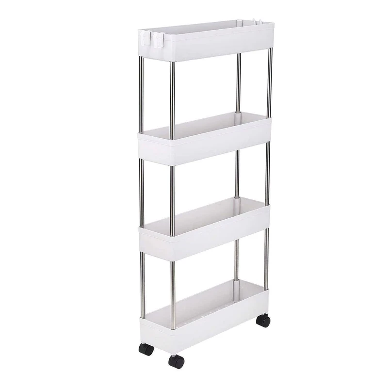 Multi layer Metal Kitchen Slim Storage Organizer Rack Removable Narrow Trolley Cart for Bathroom Storage Shelves With Wheels