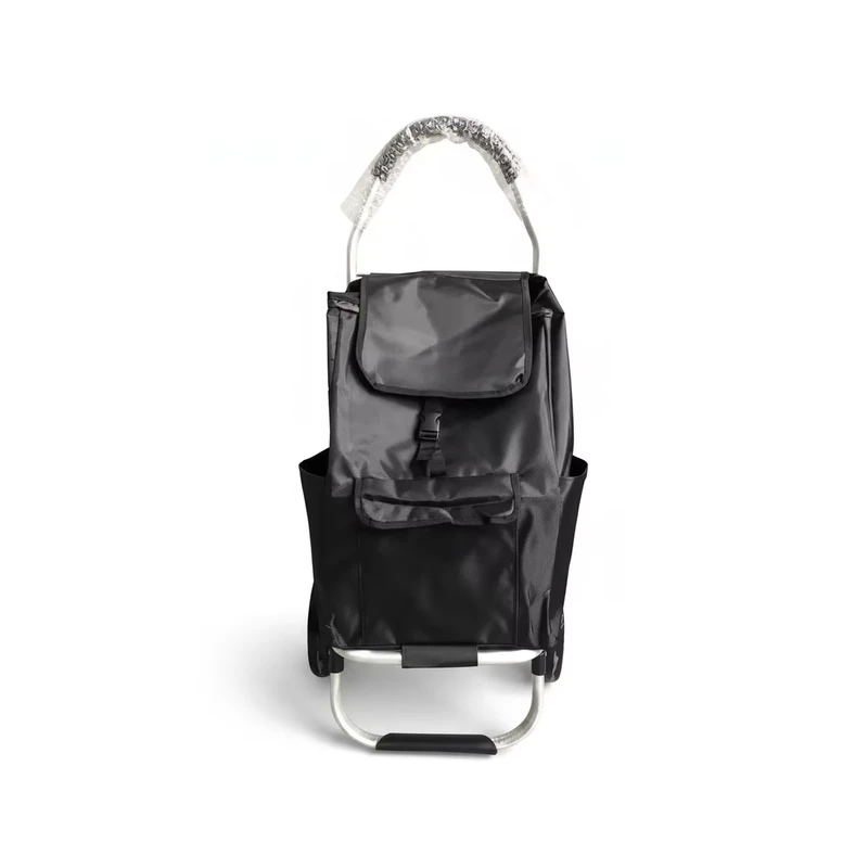 Multi pocket Folding Shopping Cart Heavy Duty Aluminum Alloy Trolley with Large Capacity for Supermarket and Market