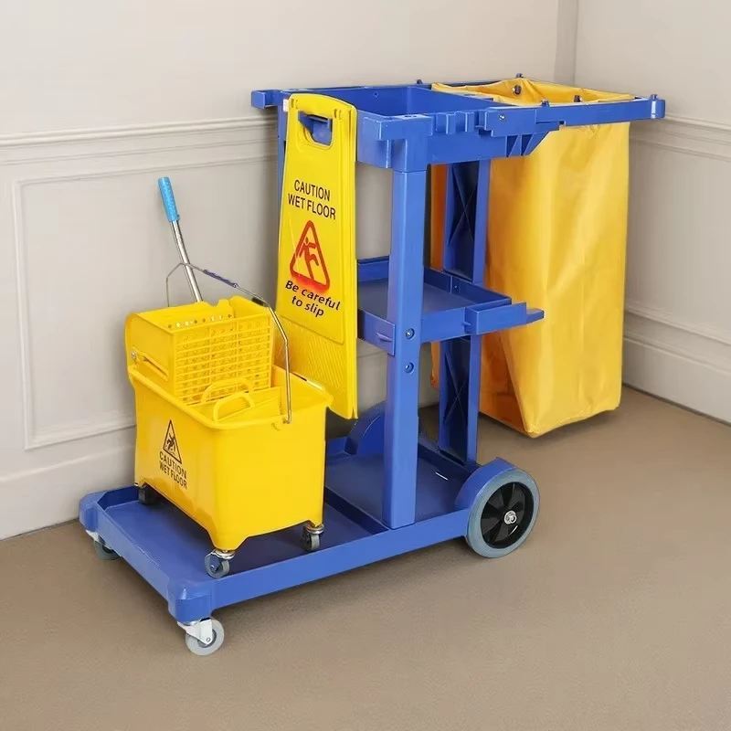 Multi purpose Cleaning Trolley High Capacity Mop Washing Bucket Wringer Cart for Restaurant Guest Room Sanitation Care