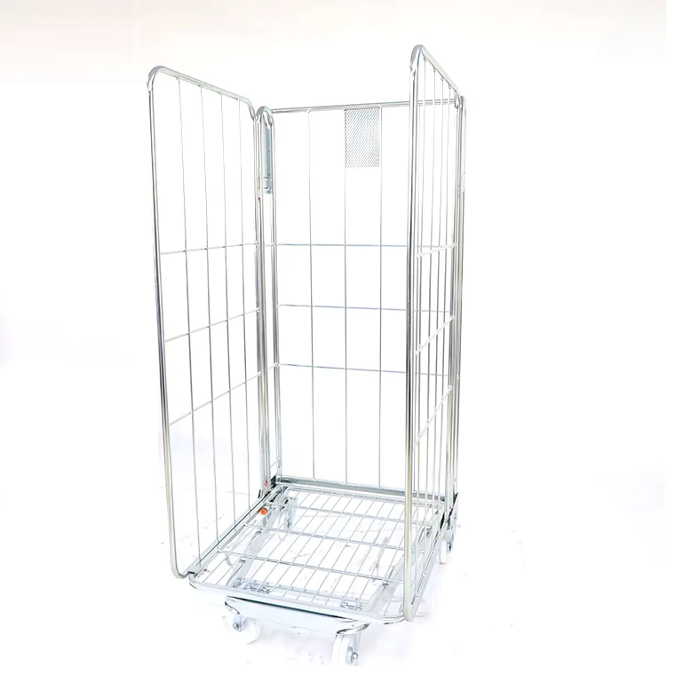 Multi purpose Collapsible Supermarket Rolling Metal Foldable Logistic Cage Cart 500kg Load Capacity OEM