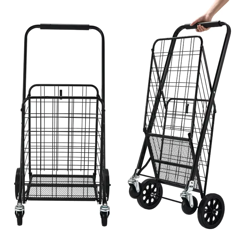 Multi purpose Foldable Heavy Duty Supermarket Shopping Kitchen Trolley Cart Big Grocery Shopping Carts With Wheels