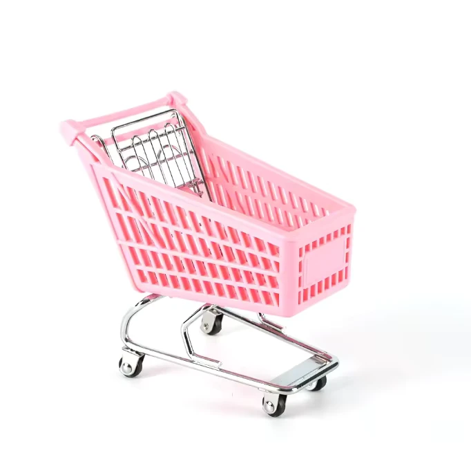 Multicolour Mini Kids Supermarket Shopping Trolley Cart Metal Pink Kids Shopping Cart